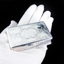 Load image into Gallery viewer, Antique Table Silver Snuff Box with Hand Engraved Scrolls - Victorian 1850 - Artisan Antiques