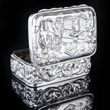 Load image into Gallery viewer, Antique High Relief Silver Snuff Box with Country Scene - Thomas Hayes 1897 - Artisan Antiques