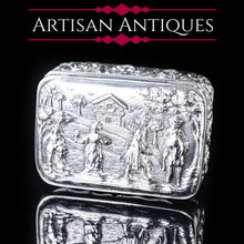 Load image into Gallery viewer, Antique High Relief Silver Snuff Box with Country Scene - Thomas Hayes 1897 - Artisan Antiques
