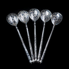 Load image into Gallery viewer, Antique Imperial Russian Silver Niello Spoons - Set of 5 c.1850 - Artisan Antiques