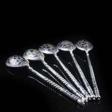Load image into Gallery viewer, Antique Imperial Russian Silver Niello Spoons - Set of 5 c.1850 - Artisan Antiques