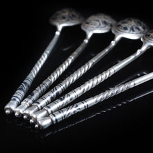 Load image into Gallery viewer, Antique Imperial Russian Silver Niello Spoons - Set of 5 c.1850 - Artisan Antiques
