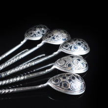 Load image into Gallery viewer, Antique Imperial Russian Silver Niello Spoons - Set of 5 c.1850 - Artisan Antiques