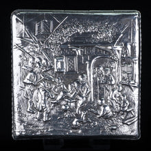 Load image into Gallery viewer, English Solid Silver Square Table Snuff Box with Repousse & Gold Gilt - Artisan Antiques