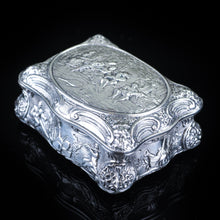 Load image into Gallery viewer, Antique German Silver Table Snuff Box Repousse c.1840 - Artisan Antiques