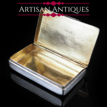 Load image into Gallery viewer, Antique English Solid Silver Snuff Box with Gilt Interior - London 1831 - Artisan Antiques