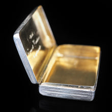 Load image into Gallery viewer, Antique English Solid Silver Snuff Box with Gilt Interior - London 1831 - Artisan Antiques