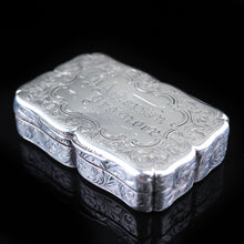 Load image into Gallery viewer, Antique Victorian Hand Engraved Solid Silver Snuff Box - Birmingham 1851 - Artisan Antiques