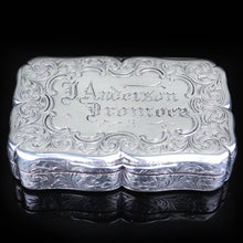 Load image into Gallery viewer, Antique Victorian Hand Engraved Solid Silver Snuff Box - Birmingham 1851 - Artisan Antiques