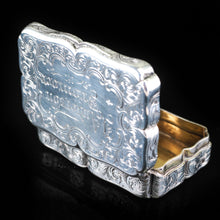 Load image into Gallery viewer, Antique Victorian Hand Engraved Solid Silver Snuff Box - Birmingham 1851 - Artisan Antiques