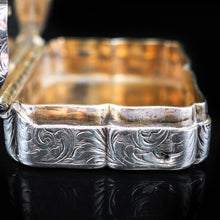 Load image into Gallery viewer, Antique Victorian Hand Engraved Solid Silver Snuff Box - Birmingham 1851 - Artisan Antiques