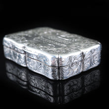 Load image into Gallery viewer, Antique Victorian Hand Engraved Solid Silver Snuff Box - Birmingham 1851 - Artisan Antiques