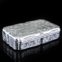Load image into Gallery viewer, Antique Victorian Hand Engraved Solid Silver Snuff Box - Birmingham 1851 - Artisan Antiques