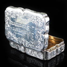 Load image into Gallery viewer, Antique Victorian Hand Engraved Solid Silver Snuff Box - Birmingham 1851 - Artisan Antiques