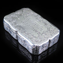 Load image into Gallery viewer, Antique Victorian Hand Engraved Solid Silver Snuff Box - Birmingham 1851 - Artisan Antiques