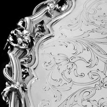 Load image into Gallery viewer, An Exceptional Large Solid Sterling Silver Victorian Salver/Tray/Platter 47cm (2.9kg) with Cast Border - Hunt & Roskell (Late Storr Mortimer & Hunt)