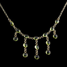 Load image into Gallery viewer, Vintage 9K Gold Peridot Cabochon Cascade Drop Necklace