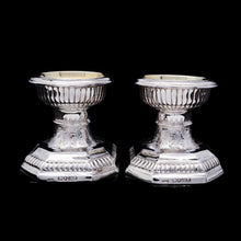 Load image into Gallery viewer, A Unique Antique Pair of Solid Silver Salt Cellars, Pedestal Design - Daniel & John Wellby 1886 - Artisan Antiques