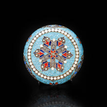 Load image into Gallery viewer, Russian Cloisonne Enamel Silver Pill Box - Grigory Sbitnev c.1900 - Artisan Antiques