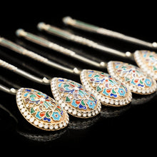 Load image into Gallery viewer, Antique Russian Silver Cloisonne Enamel Spoons | Set of 6 | c.1900 - Artisan Antiques