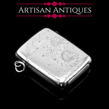 Load image into Gallery viewer, Antique Victorian Solid Silver Vesta Case Aesthetic Style Engravings - Joseph Whitten 1885