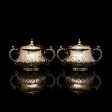 Load image into Gallery viewer, A Spectacular Pair of Solid Silver Gilt Bowls/Porringers - Carrington & Co 1909 - Artisan Antiques