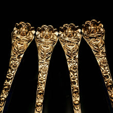 Load image into Gallery viewer, An Antique Set of 4 Solid Silver Gilt Spoons with Highly Embossed Design - Henry William Curry 1871 - Artisan Antiques