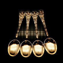 Load image into Gallery viewer, An Antique Set of 4 Solid Silver Gilt Spoons with Highly Embossed Design - Henry William Curry 1871 - Artisan Antiques