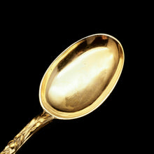 Load image into Gallery viewer, An Antique Set of 4 Solid Silver Gilt Spoons with Highly Embossed Design - Henry William Curry 1871 - Artisan Antiques