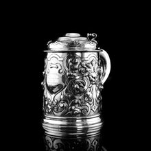 Load image into Gallery viewer, Antique Solid Sterling Silver Large Tankard with Royal Marines Officer Interest - Goldsmiths & Silversmiths Co 1900