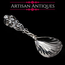 Load image into Gallery viewer, Antique Georgian Solid Silver Tea Caddy Spoon with Cast Vine Handle - 1823 - Artisan Antiques