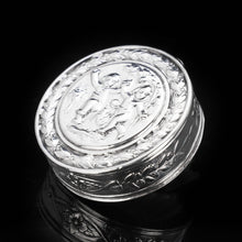 Load image into Gallery viewer, Solid Silver German Pill Box with Embossed Cherub Lid - 19th Century - Artisan Antiques