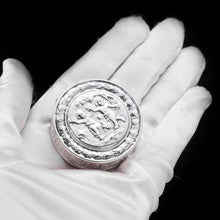 Load image into Gallery viewer, Solid Silver German Pill Box with Embossed Cherub Lid - 19th Century - Artisan Antiques