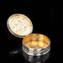 Load image into Gallery viewer, Solid Silver German Pill Box with Embossed Cherub Lid - 19th Century - Artisan Antiques
