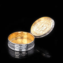 Load image into Gallery viewer, Solid Silver German Pill Box with Embossed Cherub Lid - 19th Century - Artisan Antiques