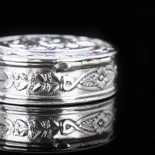 Load image into Gallery viewer, Solid Silver German Pill Box with Embossed Cherub Lid - 19th Century - Artisan Antiques
