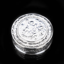 Load image into Gallery viewer, Solid Silver German Pill Box with Embossed Cherub Lid - 19th Century - Artisan Antiques