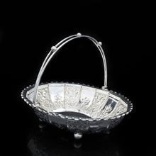 Load image into Gallery viewer, A Victorian Solid Silver Basket with Floral Chasing - William Morton & Sons 1898 - Artisan Antiques