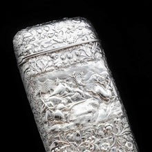 Load image into Gallery viewer, A Magnificent Solid Silver Hunting Scene Cheroot/Cigar Case - Yapp & Woodward 1854 - Artisan Antiques