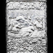 Load image into Gallery viewer, A Magnificent Solid Silver Hunting Scene Cheroot/Cigar Case - Yapp & Woodward 1854 - Artisan Antiques