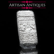 Load image into Gallery viewer, A Magnificent Solid Silver Hunting Scene Cheroot/Cigar Case - Yapp & Woodward 1854 - Artisan Antiques
