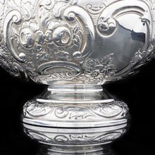 Load image into Gallery viewer, A Large Solid Silver Fruit/Punch Bowl with Chased Motifs - Barraclough & Sons 1904 - Artisan Antiques