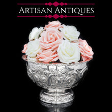 Load image into Gallery viewer, A Large Solid Silver Fruit/Punch Bowl with Chased Motifs - Barraclough & Sons 1904 - Artisan Antiques