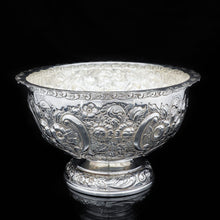 Load image into Gallery viewer, A Large Solid Silver Fruit/Punch Bowl with Chased Motifs - Barraclough & Sons 1904 - Artisan Antiques