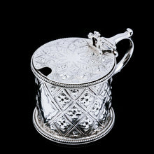 Load image into Gallery viewer, Antique Victorian Solid Silver Mustard/Condiment Pot with Abercorn Design - Alexander Macrae 1866 - Artisan Antiques