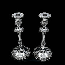 Load image into Gallery viewer, Antique Pair of Solid Silver Victorian Candlesticks - Henry Wilkinson & Co 1848 - Artisan Antiques