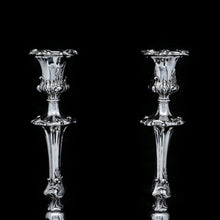Load image into Gallery viewer, Antique Pair of Solid Silver Victorian Candlesticks - Henry Wilkinson & Co 1848 - Artisan Antiques