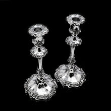 Load image into Gallery viewer, Antique Pair of Solid Silver Victorian Candlesticks - Henry Wilkinson & Co 1848 - Artisan Antiques