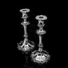 Load image into Gallery viewer, Antique Pair of Solid Silver Victorian Candlesticks - Henry Wilkinson & Co 1848 - Artisan Antiques