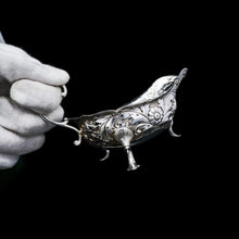 Load image into Gallery viewer, Antique Victorian Solid Silver Chased Sauce Boat - Horace Woodward & Co Ltd 1897 - Artisan Antiques